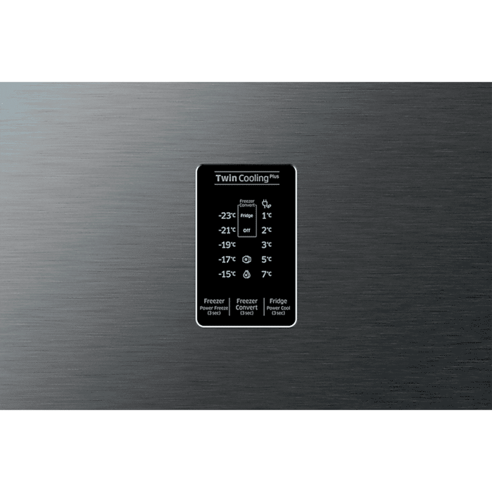 SAMSUNG 301 Litres 3 Star Frost Free Double Door Convertible Refrigerator with Stabilizer Free Operation (RT34C4523B1/HL, Black Matt)