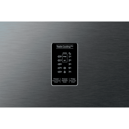 SAMSUNG 301 Litres 3 Star Frost Free Double Door Convertible Refrigerator with Stabilizer Free Operation (RT34C4523B1/HL, Black Matt)