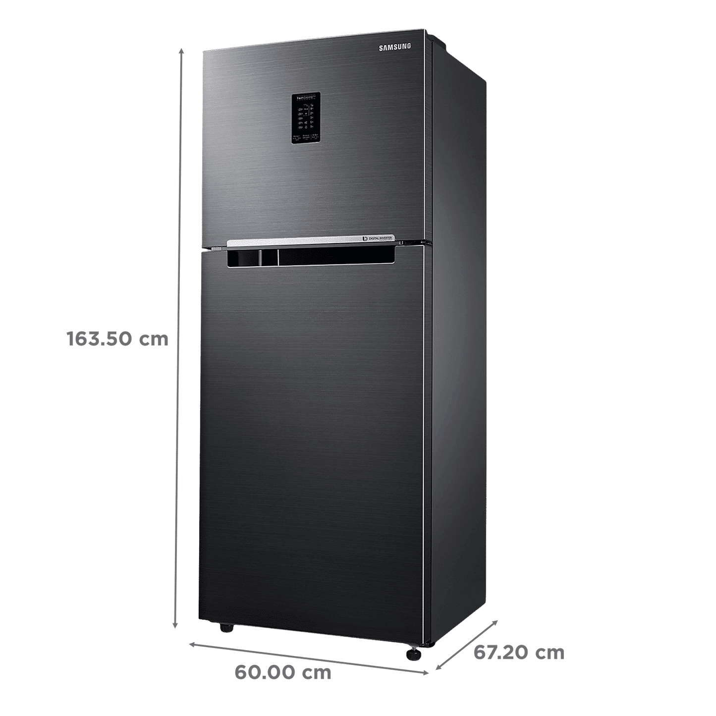 SAMSUNG 301 Litres 3 Star Frost Free Double Door Convertible Refrigerator with Stabilizer Free Operation (RT34C4523B1/HL, Black Matt)