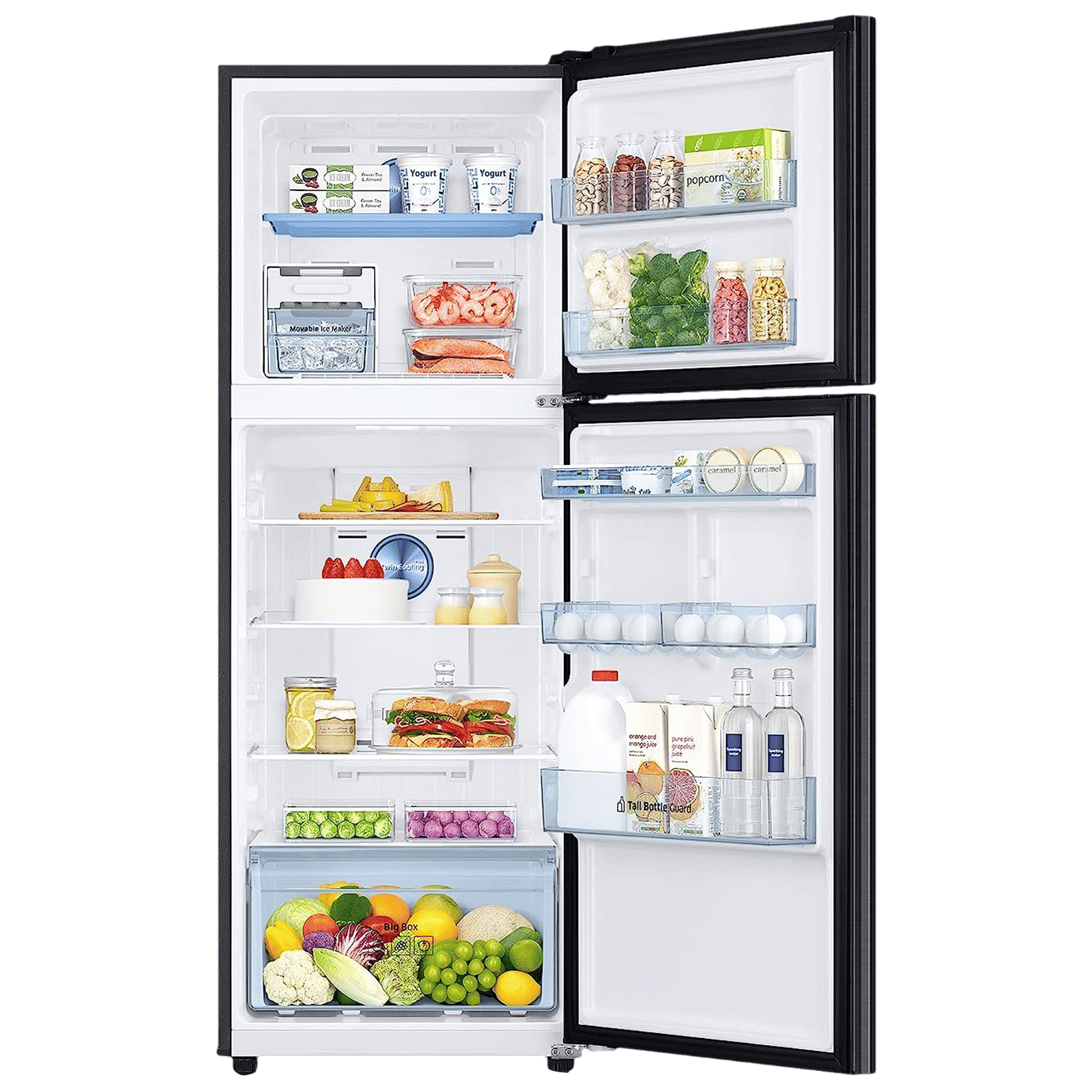 SAMSUNG 301 Litres 3 Star Frost Free Double Door Convertible Refrigerator with Stabilizer Free Operation (RT34C4523B1/HL, Black Matt)