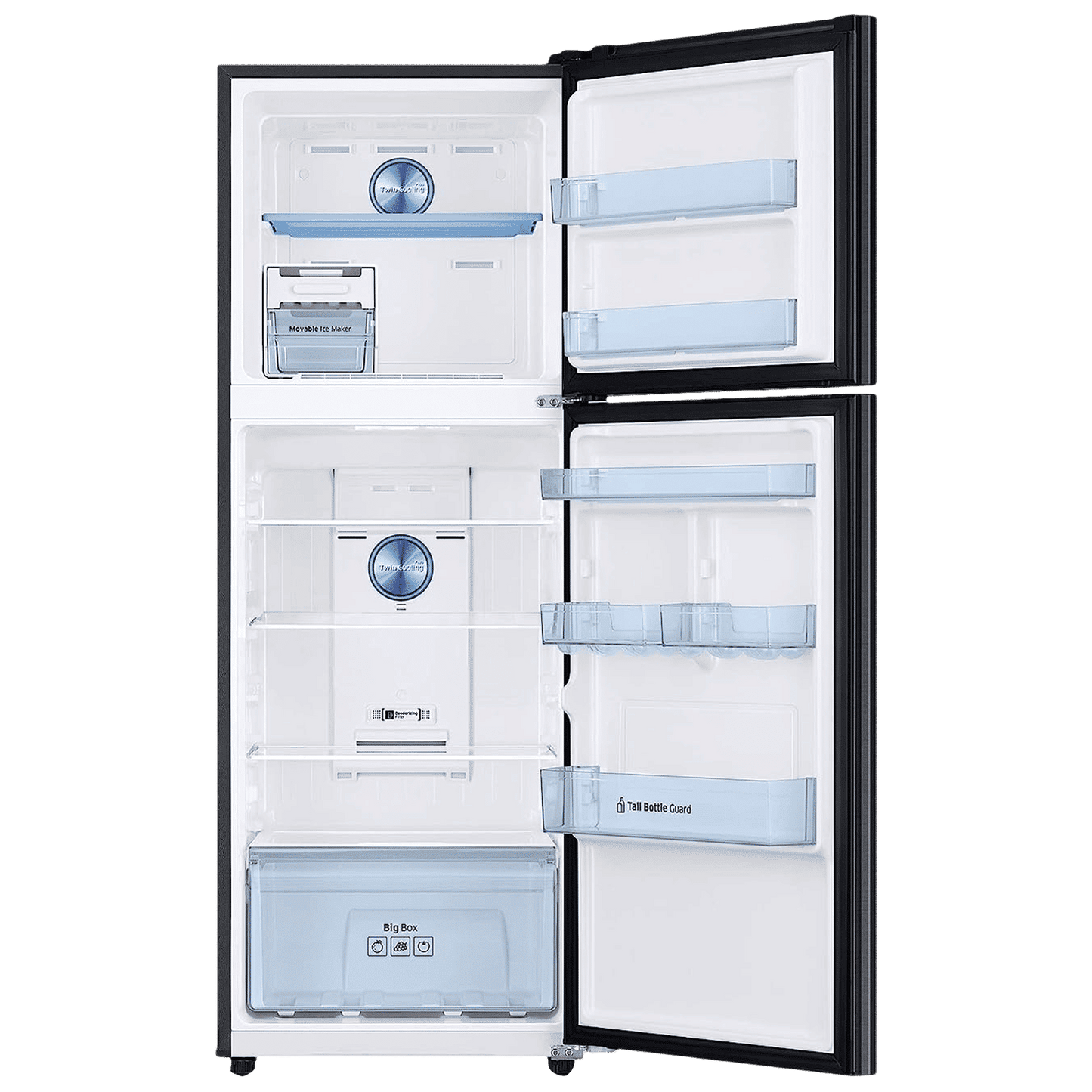 SAMSUNG 301 Litres 3 Star Frost Free Double Door Convertible Refrigerator with Stabilizer Free Operation (RT34C4523B1/HL, Black Matt)