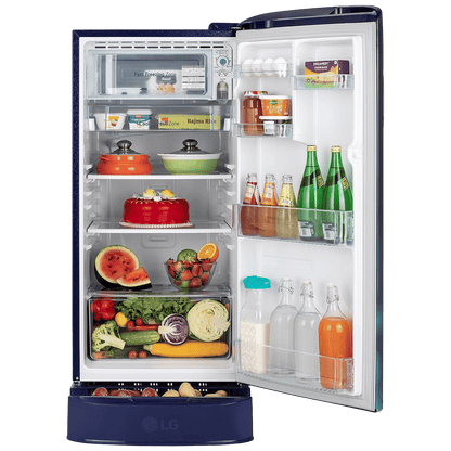 LG 185 Litres 3 Star Direct Cool Single Door Refrigerator with Antibacterial Gasket (GL-D201ABCD.BBCZEB, Blue Charm)