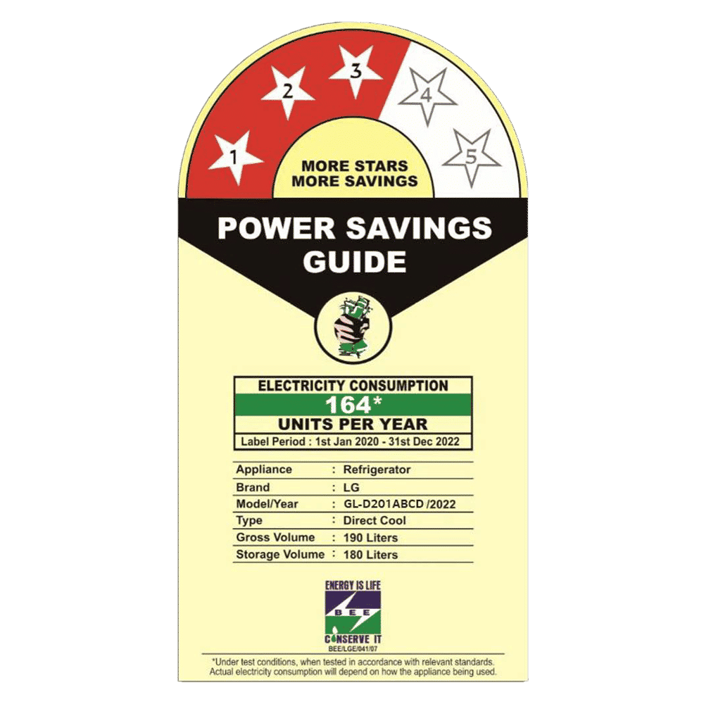 LG 185 Litres 3 Star Direct Cool Single Door Refrigerator with Antibacterial Gasket (GL-D201ABCD.BBCZEB, Blue Charm)