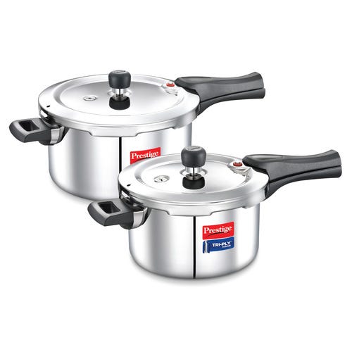 Prestige Tri-Ply Svachh Outer Lid Pressure Cooker Combi Pack