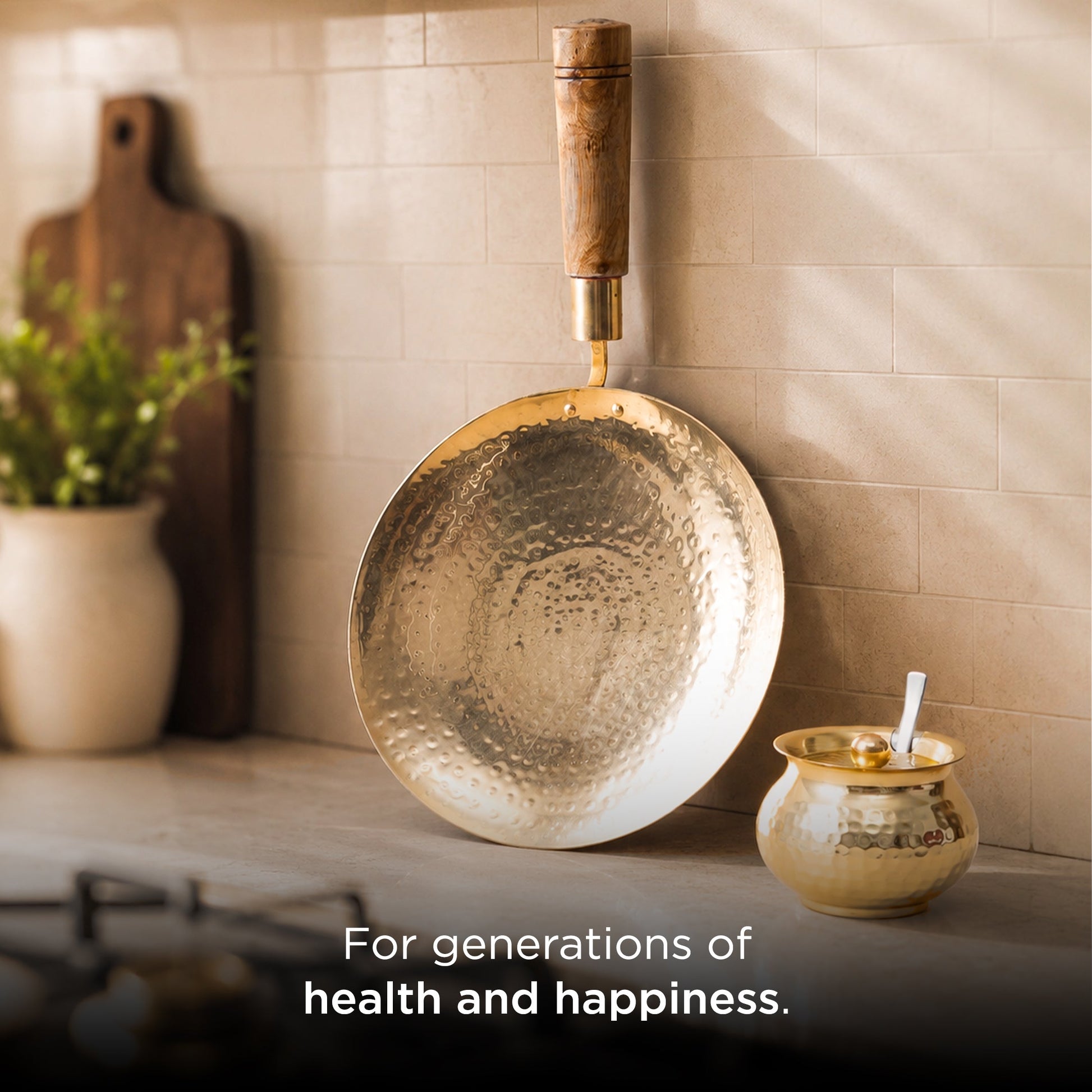 Brass Tawa & Ghee Pot Combo • 1 Unit Each (पीतल का तवा और घी पॉट)