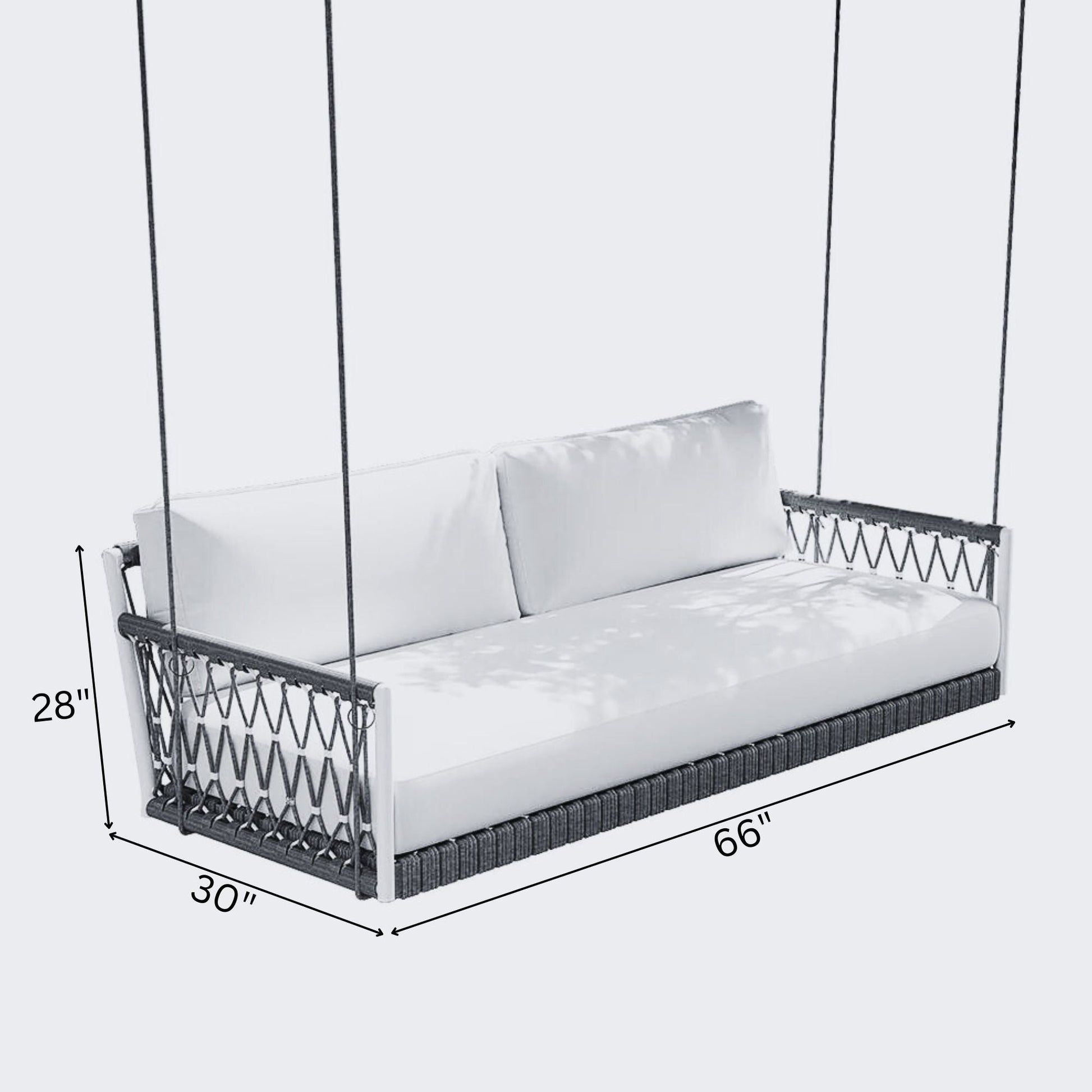Adelita Three Seater Hanging Swing Without Stand For Balcony, Garden Swing Braid & Rope
