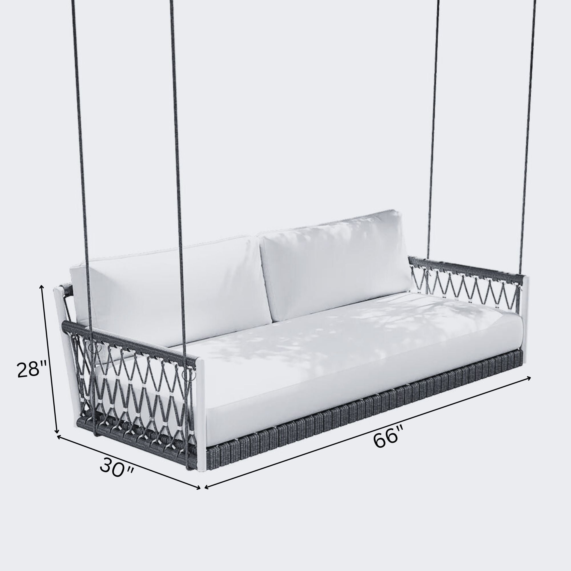 Adelita Three Seater Hanging Swing Without Stand For Balcony, Garden Swing Braid & Rope