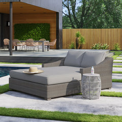 Leonardo Outdoor Poolside Sunbed With Cushion Daybed (Brown)