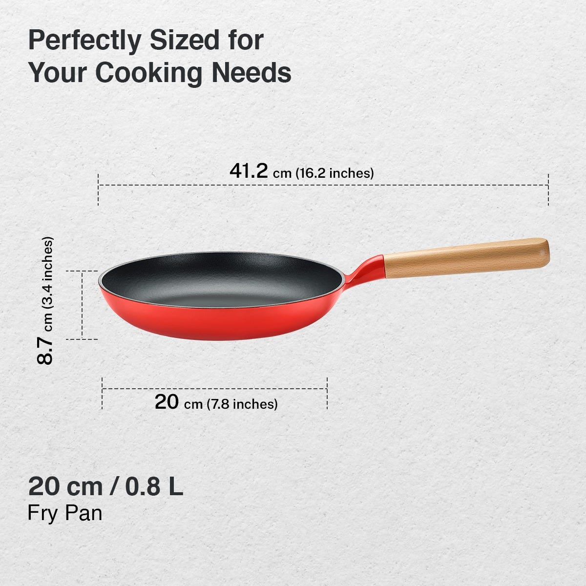 Prestige Castlite Enamel Coated Cast Iron Fry Pan 20cm/0.8L, Lightweight, Stay-Cool Handle + Prestige Castlite Enamel Coated Cast Iron Kadai 24cm/2.3L with Glass Lid, Gas & Induction, 15Y Warranty