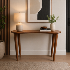 Mid-Century Modern Curved Wooden Console Table
