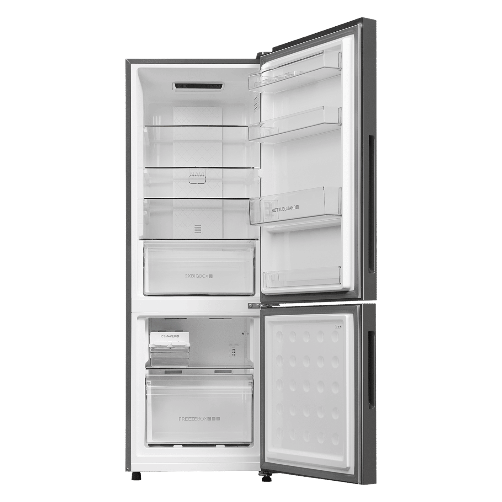 Haier 237 Litres 2 Star Frost Free Double Door Bottom Mount Convertible Refrigerator with Turbo Icing (HRB-2872IBMS-P, Moon Silver)