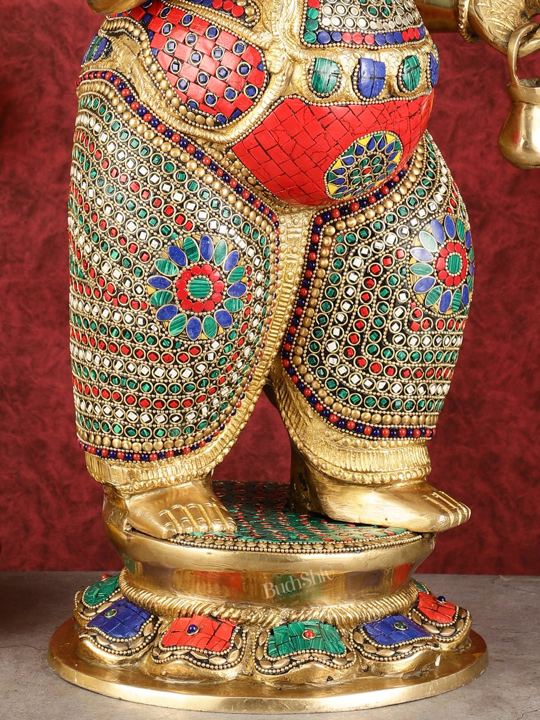 29-inch Standing Lord Ganesha Statue with Umbrella meenakari Stonework