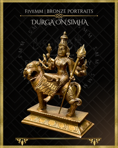 Durga on Simha Panchaloha Bronze Icon - 5.5"