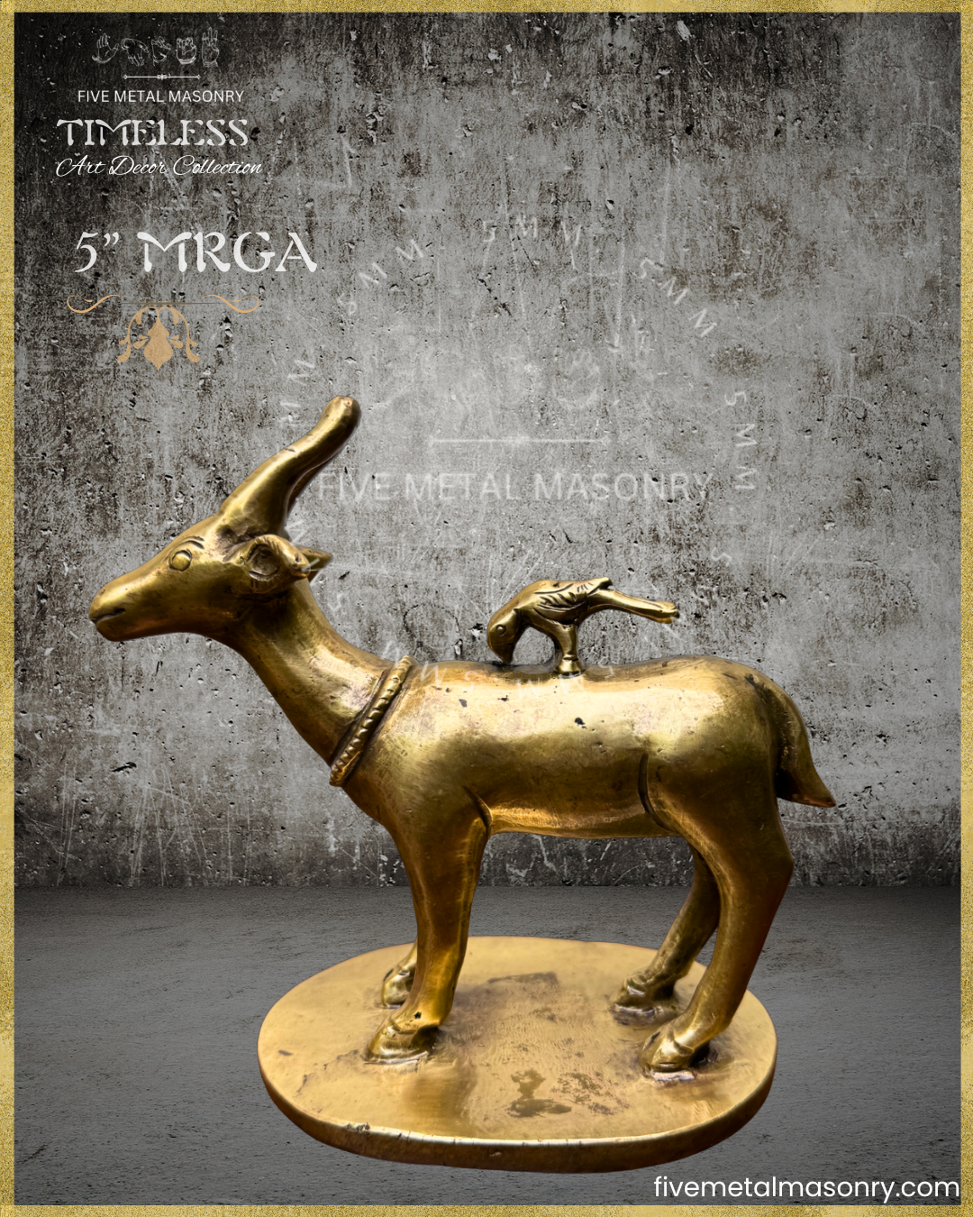 Mrga:Deer Panchaloha Bronze Icon - 5"- Timeless Collection
