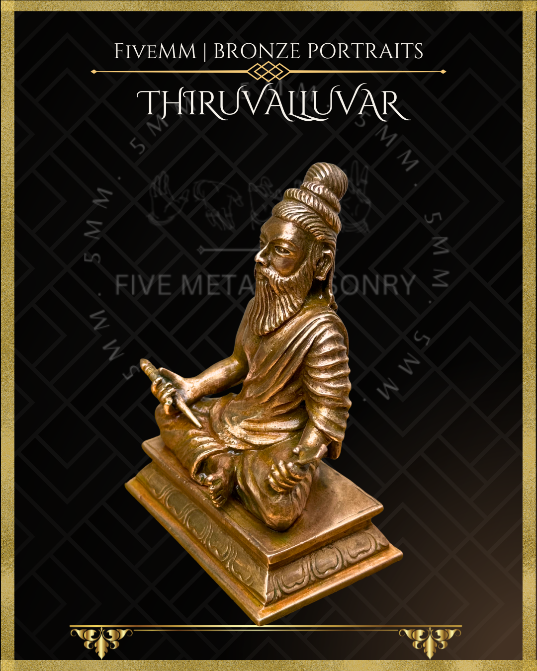Thiruvalluvar- Tamil Poet and Sage - Panchaloha Bronze Icon -3.5" - Antique finish