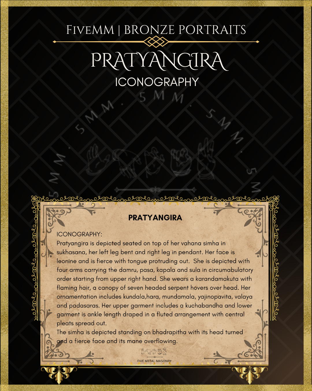 Pratyangira Panchaloha Bronze Icon - 7"