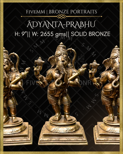 Adyanta-Prabhu:Ganesa-Hanuman composite Panchaloha Bronze Icon - 9"