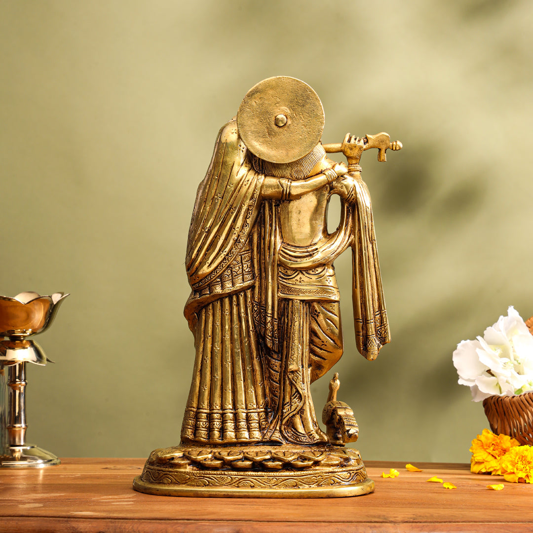 Brass Superfine Radha Krishna Idol (12 Inch)