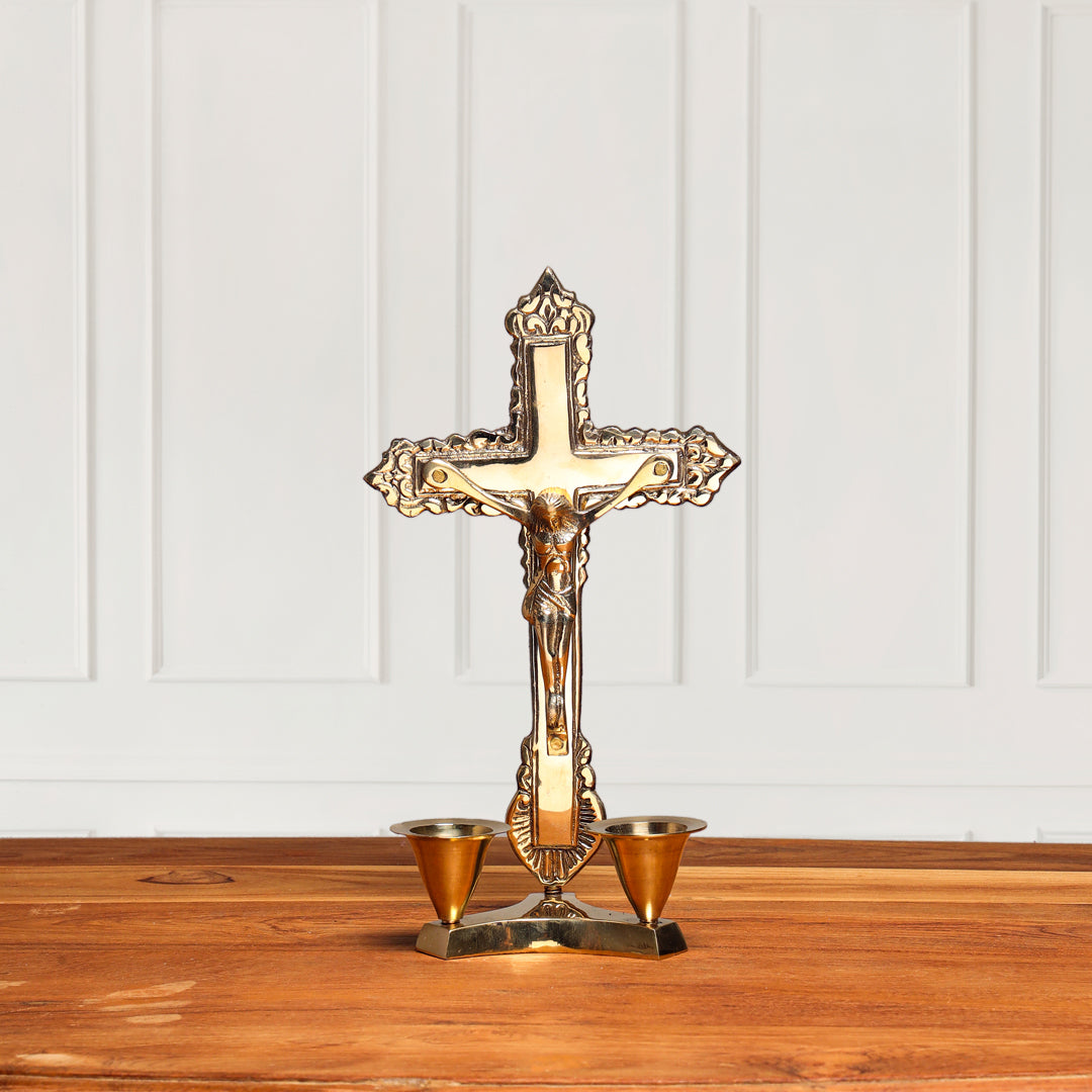 Brass Jesus Candle Holder (8 Inch)