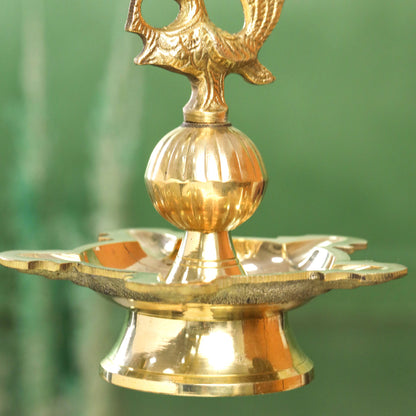 Brass Peacock Hanging Samai/Diya (32 Inch)