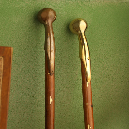 Brass Plain Wooden Walking Stick (37.5 Inch)