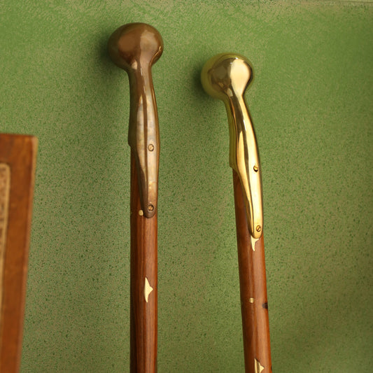 Brass Plain Wooden Walking Stick (37.5 Inch)