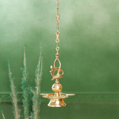 Brass Peacock Hanging Samai/Diya (32 Inch)
