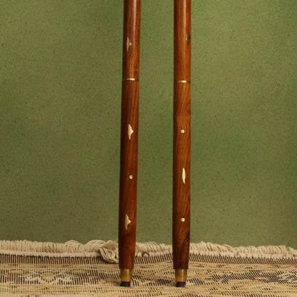 Brass Plain Wooden Walking Stick (37.5 Inch)
