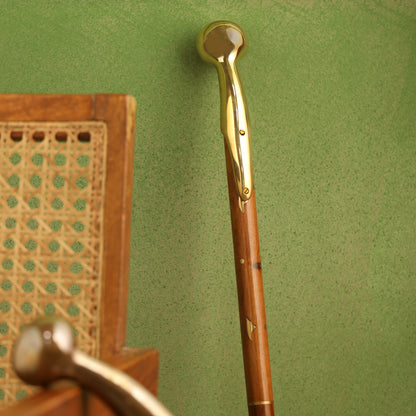 Brass Plain Wooden Walking Stick (37.5 Inch)