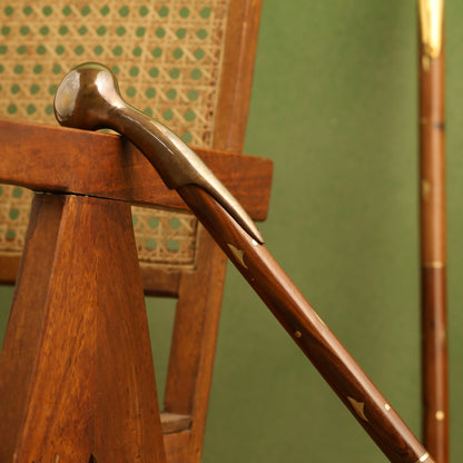 Brass Plain Wooden Walking Stick (37.5 Inch)