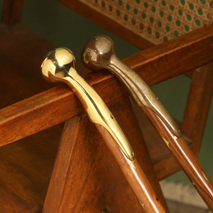 Brass Plain Wooden Walking Stick (37.5 Inch)