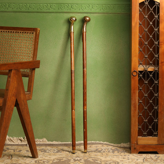 Brass Plain Wooden Walking Stick (37.5 Inch)