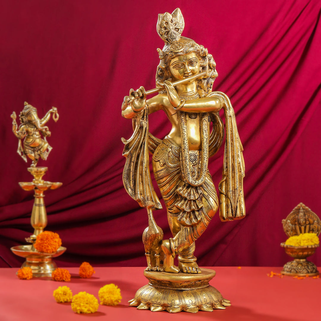Brass Lord krishna Statue (24.5 Inch)