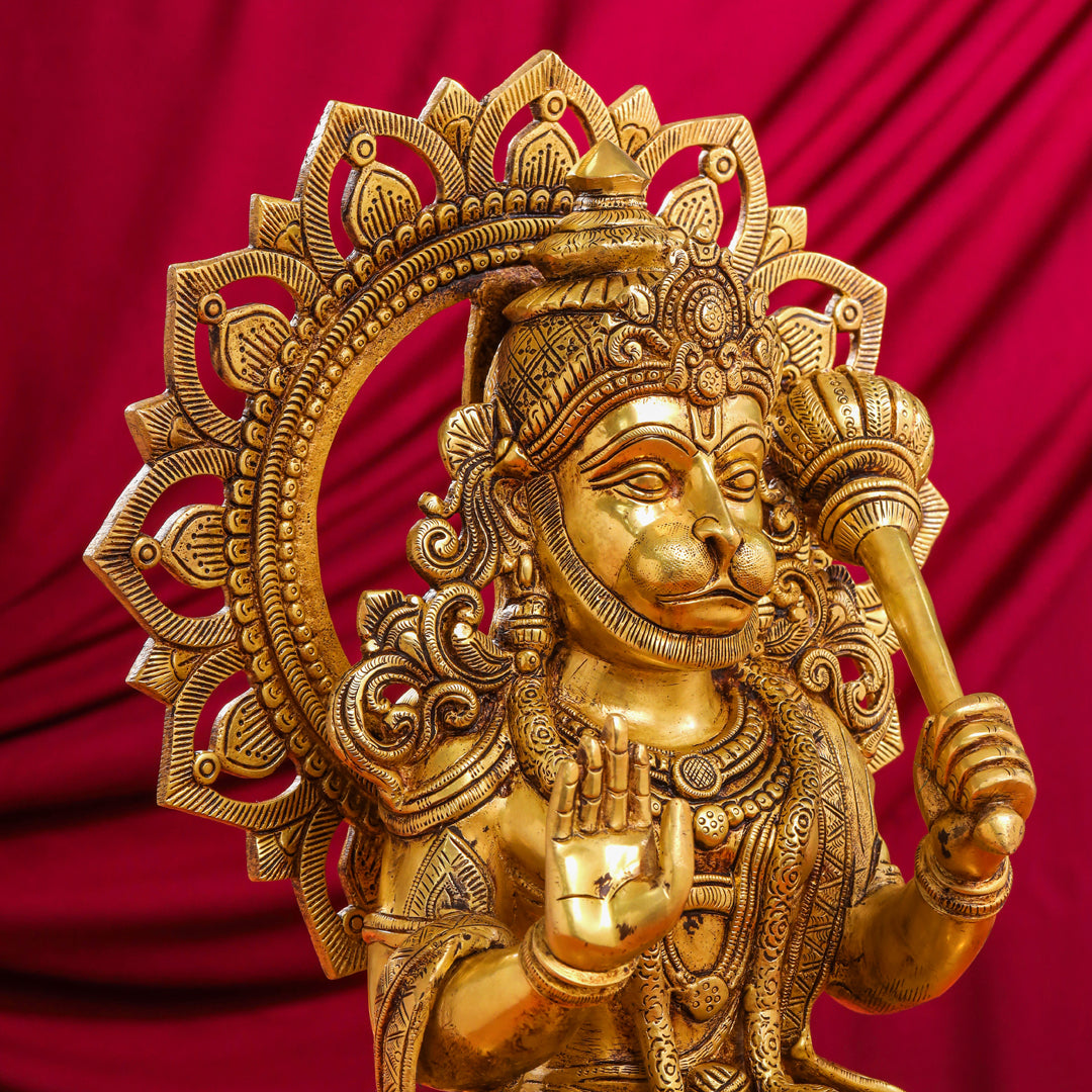 Brass Sitting Hanuman Statue (18 Inch)