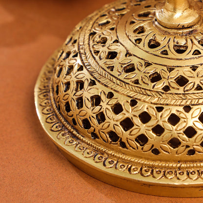 Brass Tortoise Peacock Dhoop Dani & Incense Holder (5 Inch)