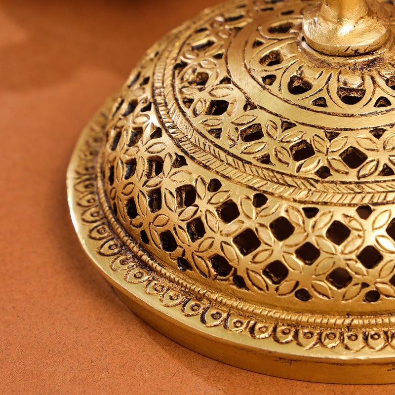 Brass Tortoise Peacock Dhoop Dani & Incense Holder (5 Inch)