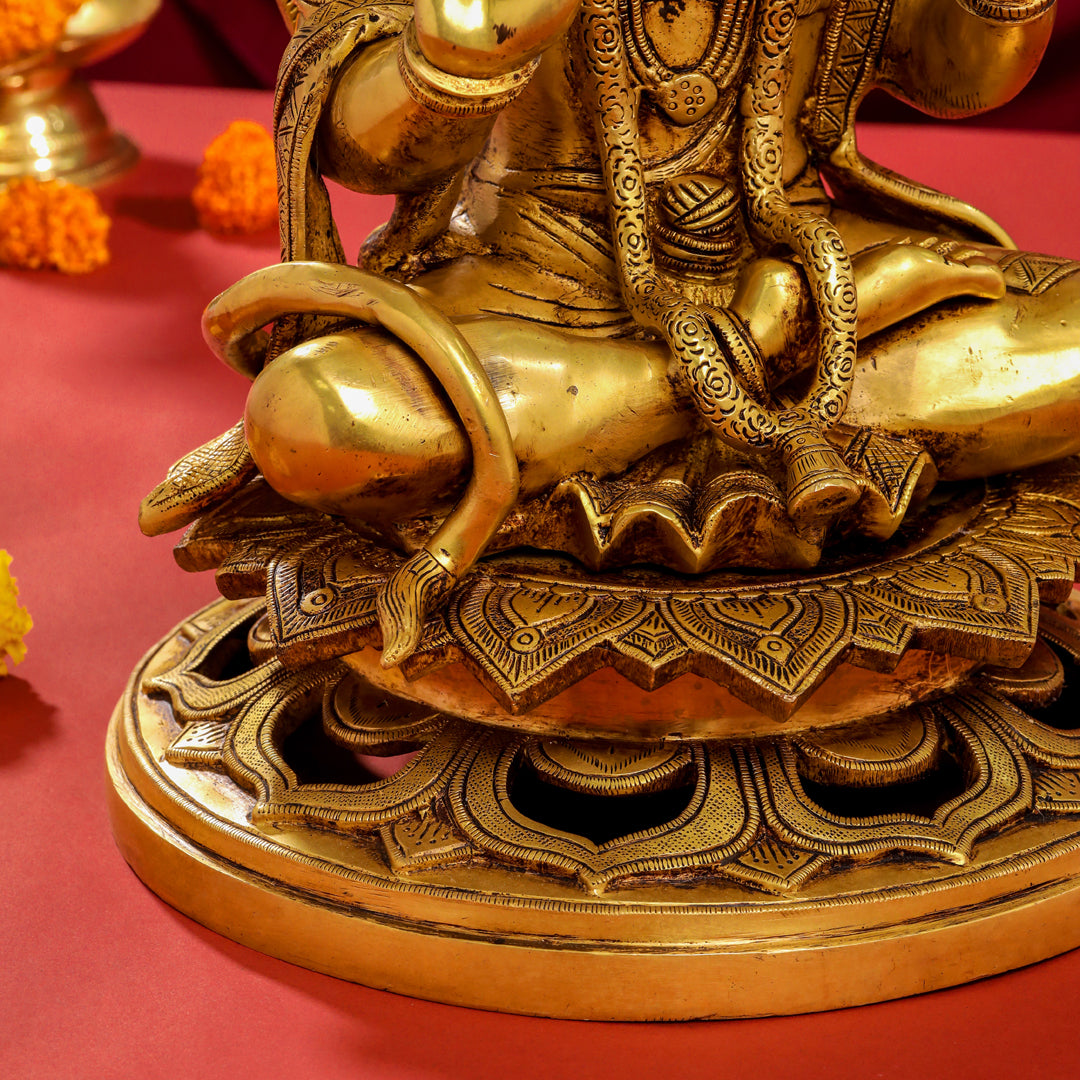 Brass Sitting Hanuman Statue (18 Inch)