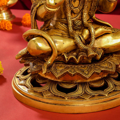 Brass Sitting Hanuman Statue (18 Inch)