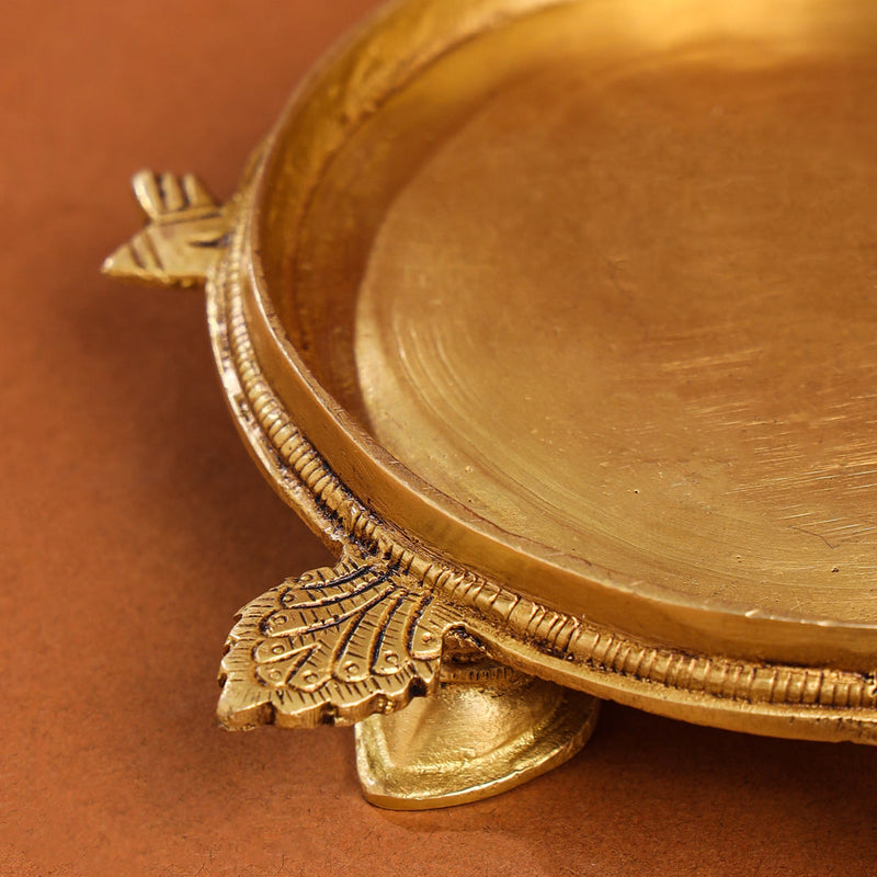 Brass Tortoise Peacock Dhoop Dani & Incense Holder (5 Inch)