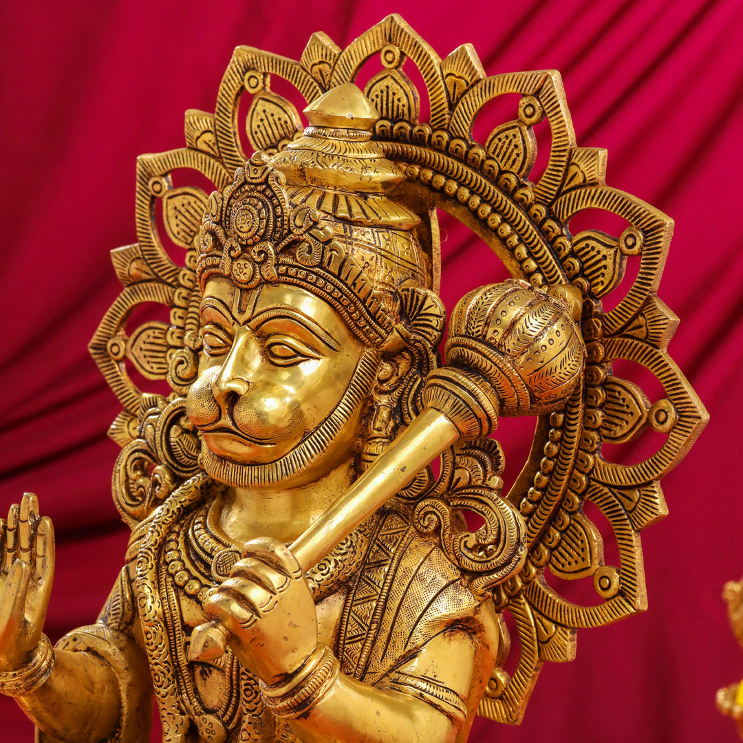 Brass Sitting Hanuman Statue (18 Inch)