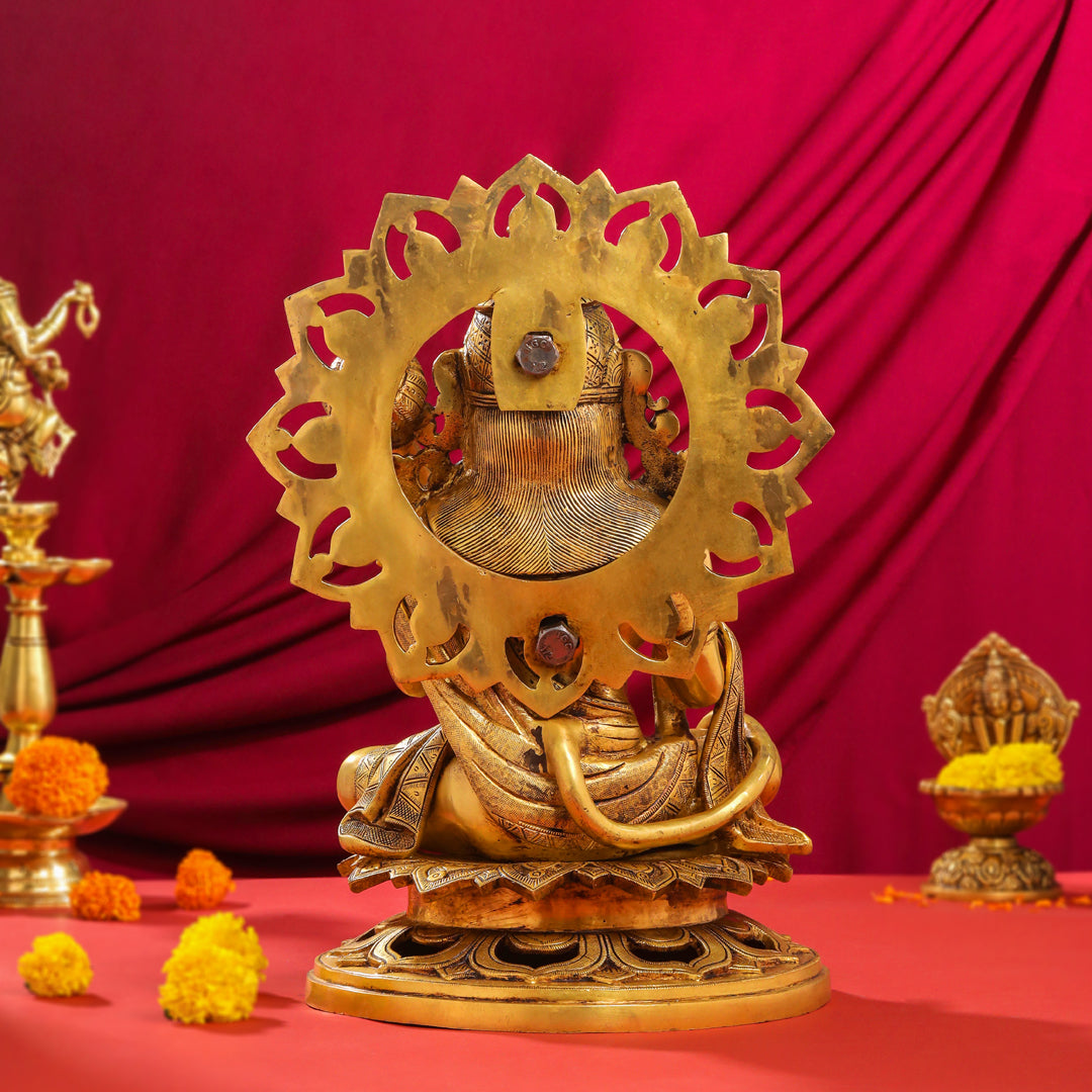 Brass Sitting Hanuman Statue (18 Inch)