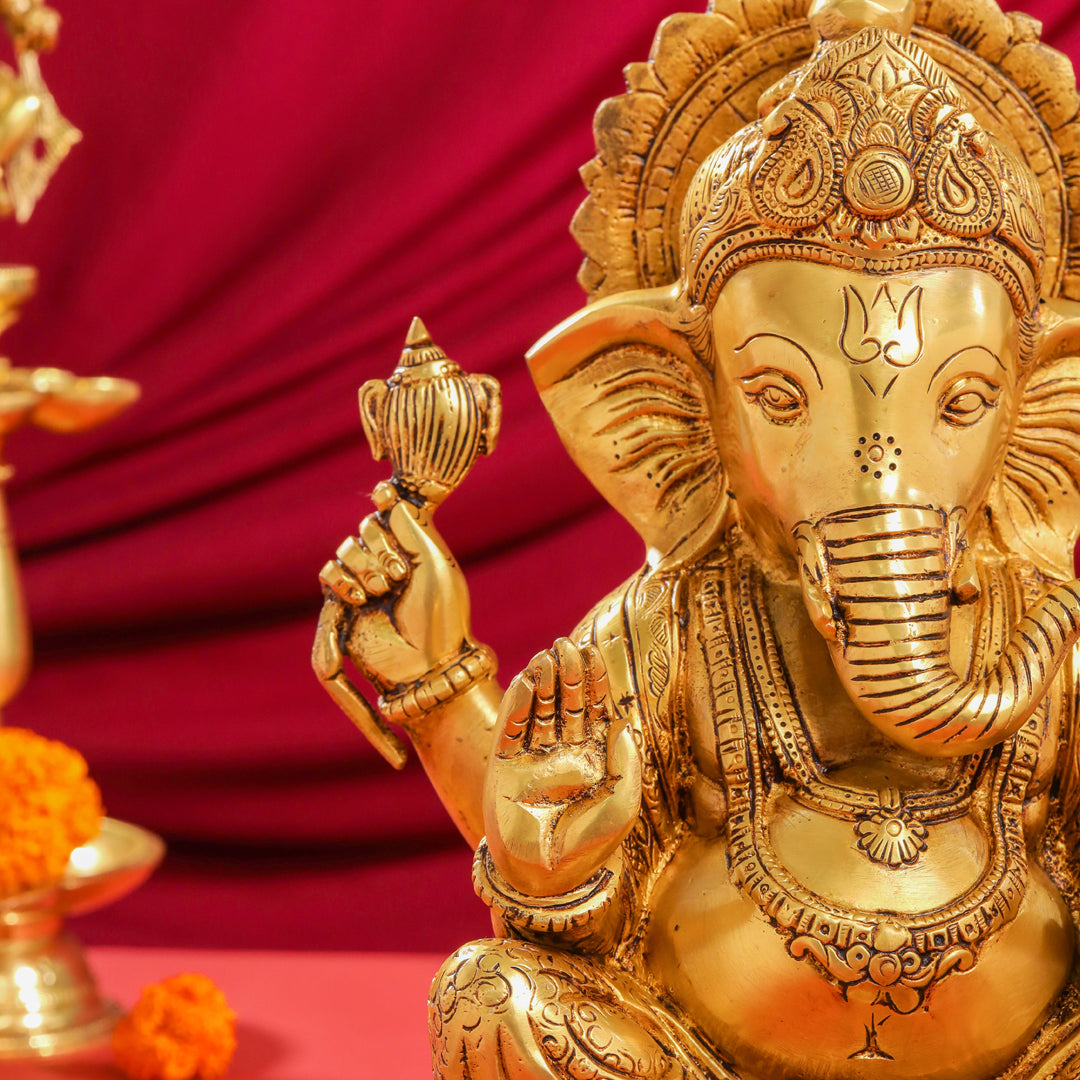 Brass Superfine Lord Ganesha Idol (14")