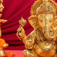Brass Superfine Lord Ganesha Idol (14")