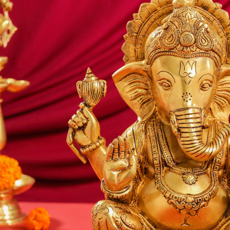 Brass Superfine Lord Ganesha Idol (14")