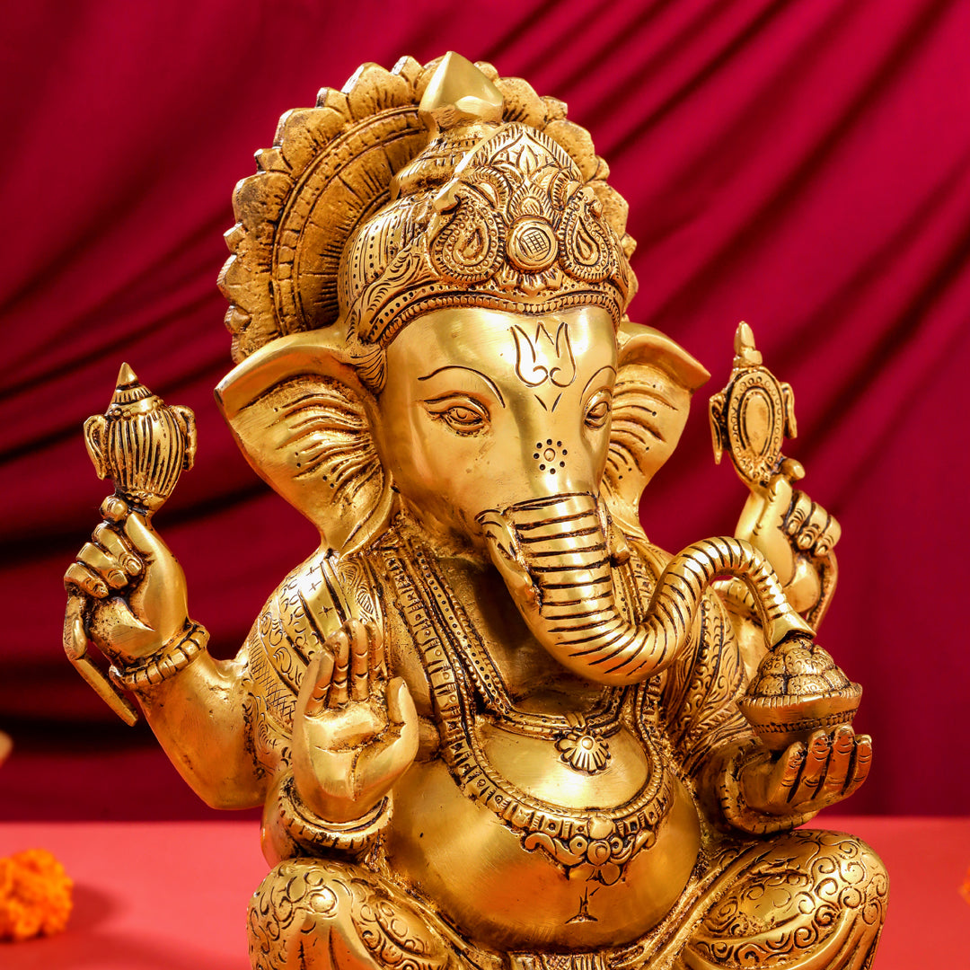 Brass Superfine Lord Ganesha Idol (14")