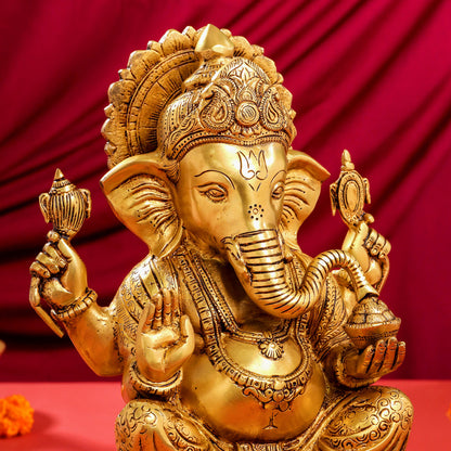 Brass Superfine Lord Ganesha Idol (14")