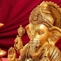 Brass Superfine Lord Ganesha Idol (14")