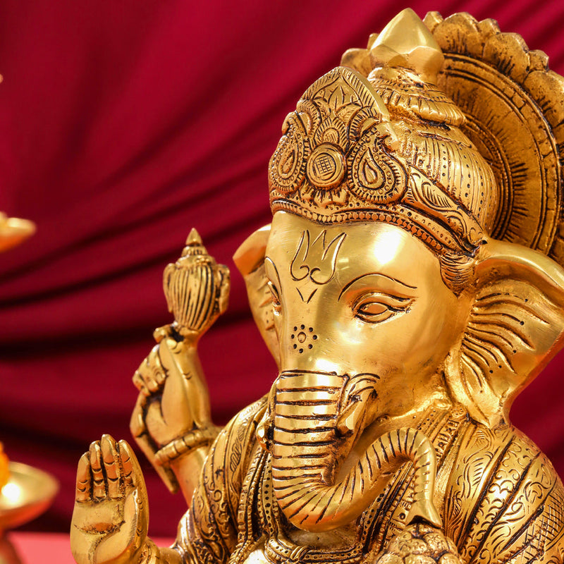 Brass Superfine Lord Ganesha Idol (14")
