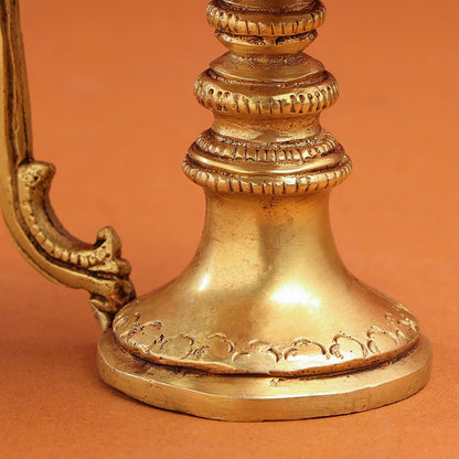 Brass Ethnic Peacock Diya With Handle (5 Inch)