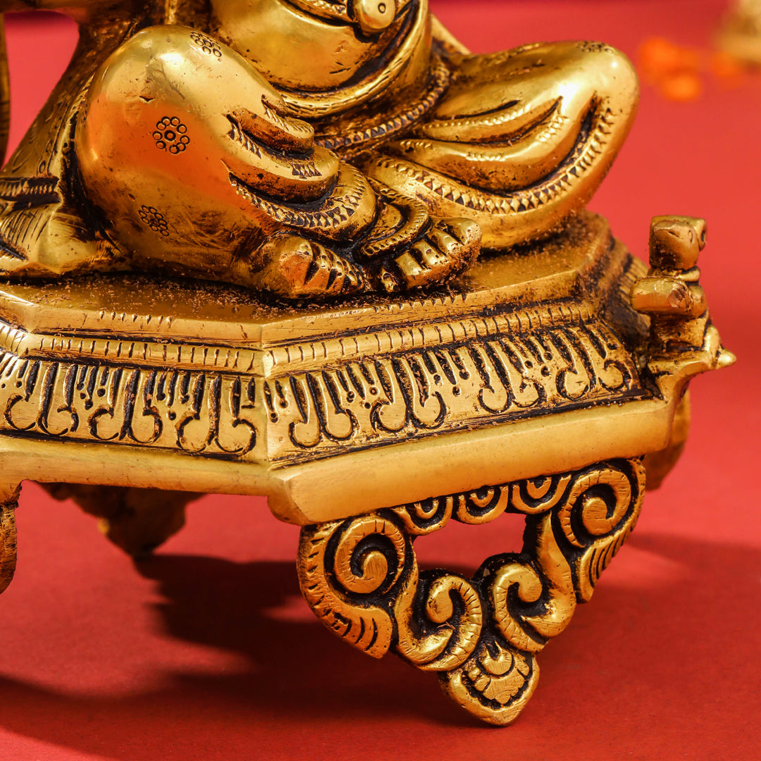 Brass Ganesha And Lakshmi On Throne Set (11 Inch)